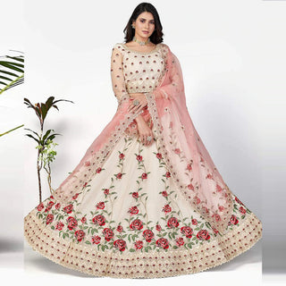 Soft Net Thread, Sequence and Zari Work Lehenga choli ClothsVilla