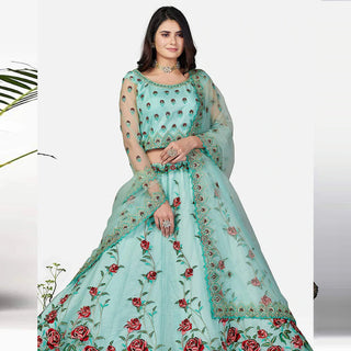 Soft Net Thread, Sequence and Zari Work Lehenga choli ClothsVilla