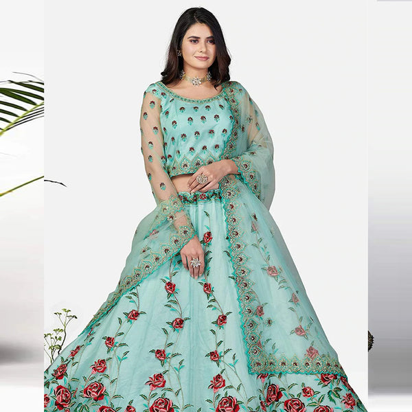 Soft Net Thread, Sequence and Zari Work Lehenga choli ClothsVilla