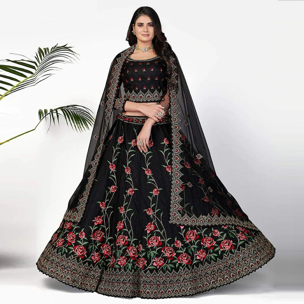 Soft Net Thread, Sequence and Zari Work Lehenga choli ClothsVilla