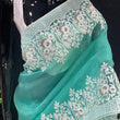 Load image into Gallery viewer, Soft Organza High Quality Saree with Viscose Thread Sequence Work with White Silk Blouse ClothsVilla