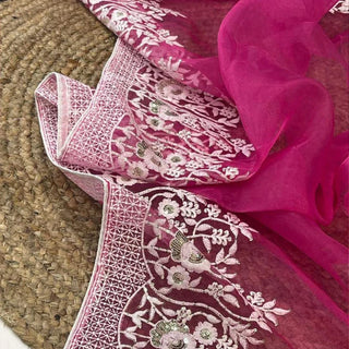 Soft Organza High Quality Saree with Viscose Thread Sequence Work with White Silk Blouse ClothsVilla