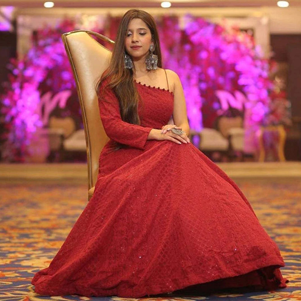 Stylish Georgette Heavy Lucknowi Work Designer Bridal Wear Lehenga Choli ClothsVilla
