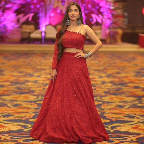 Stylish Georgette Heavy Lucknowi Work Designer Bridal Wear Lehenga Choli ClothsVilla Main image