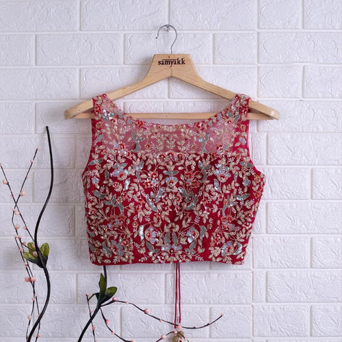 Tremendous Organza Saree with Heavy Embroidery work and Unstitched Blouse ClothsVilla