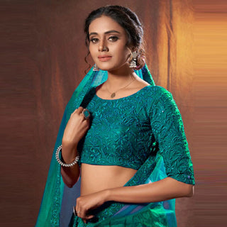 Turquois Blue Lehenga Choli with Thread and Sequence Work ClothsVilla