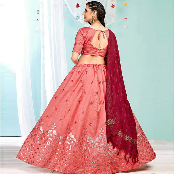 Valentine Red Gota Pati and Zari Stich Without Can Can Work Lehenga choli ClothsVilla