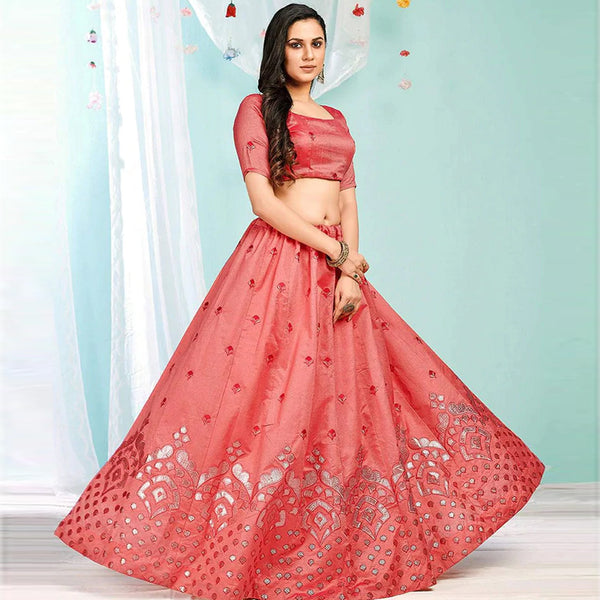 Valentine Red Gota Pati and Zari Stich Without Can Can Work Lehenga choli ClothsVilla
