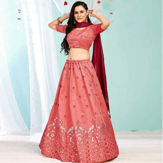Valentine Red Gota Pati and Zari Stich Without Can Can Work Lehenga choli ClothsVilla