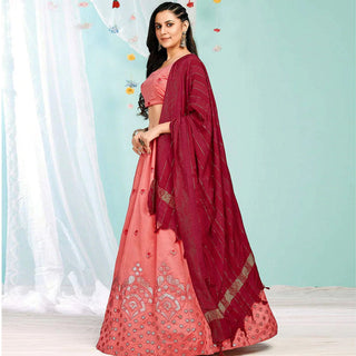 Valentine Red Gota Pati and Zari Stich Without Can Can Work Lehenga choli ClothsVilla