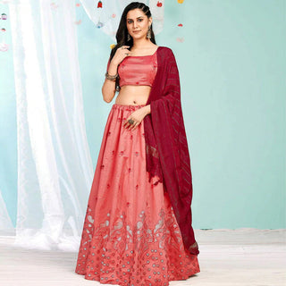 Valentine Red Gota Pati and Zari Stich Without Can Can Work Lehenga choli ClothsVilla