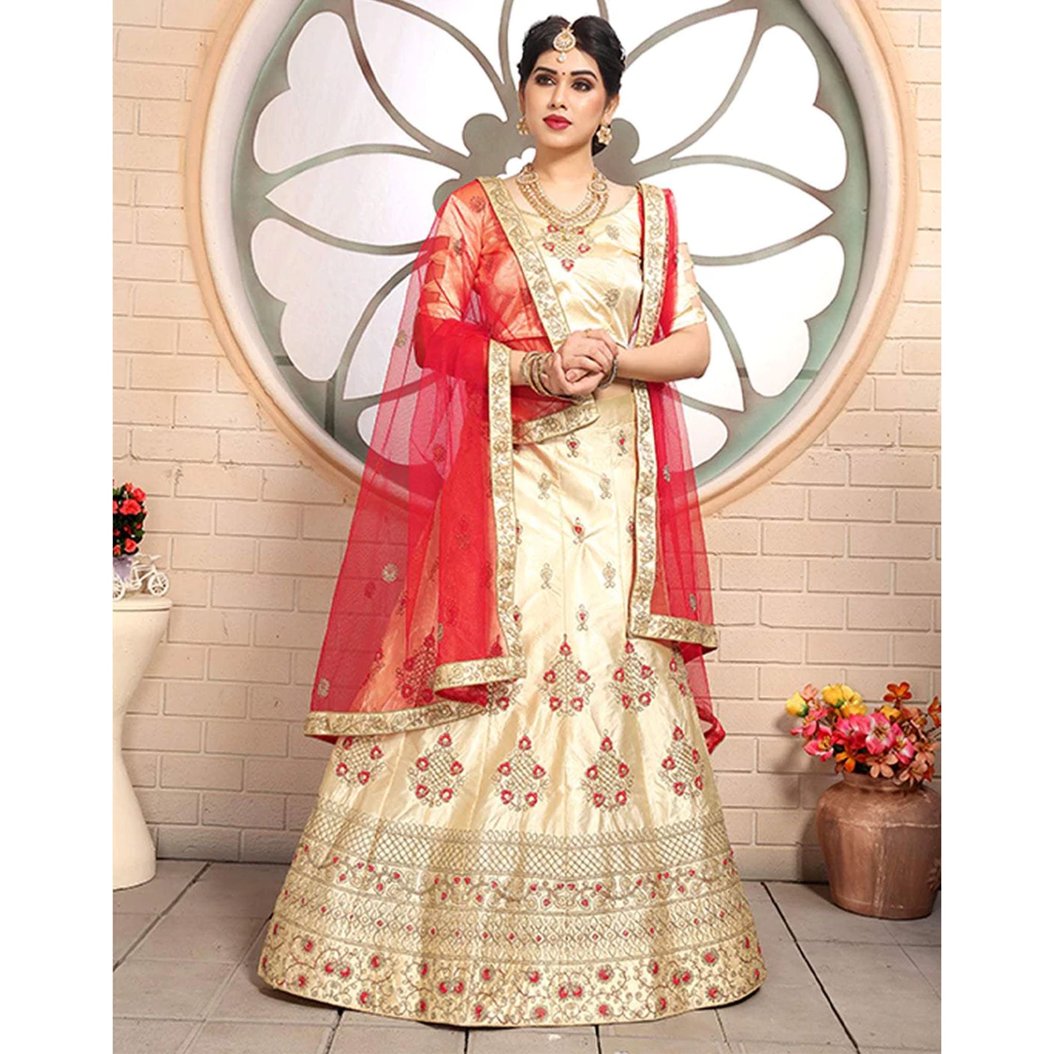 Pure Satin Lehenga choli and heavy Embroidery Zari Work ClothsVilla