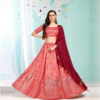 Valentine Red Gota Pati and Zari Stich Without Can Can Work Lehenga choli ClothsVilla