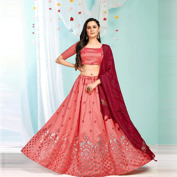Valentine Red Gota Pati and Zari Stich Without Can Can Work Lehenga choli ClothsVilla