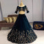 Velvet Lehenga Choli in Rama Color with Embroidery Work ClothsVilla