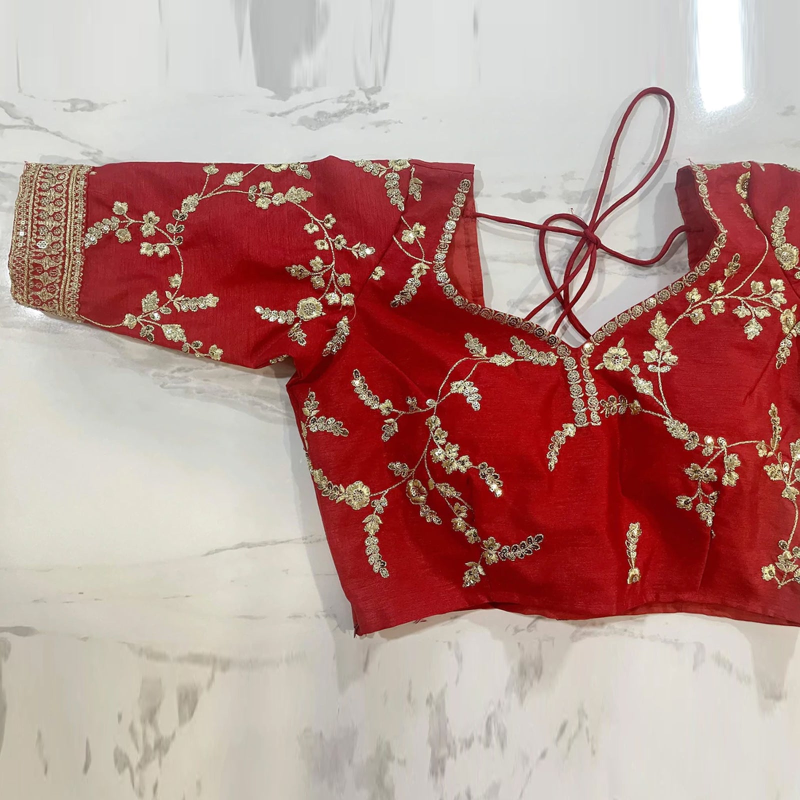 White And Red Jacquard and Silk Lehenga Choli for Wedding ClothsVilla