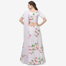 Load image into Gallery viewer, White Color Baby Satin Lehenga Choli with Printed Floral Work ClothsVilla