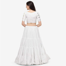 Load image into Gallery viewer, White Color Cotton Lehenga Choli with Real Mirror Work ClothsVilla