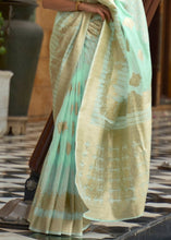 Load image into Gallery viewer, Mint Green Zari Woven Silk Saree with Sequins work Clothsvilla