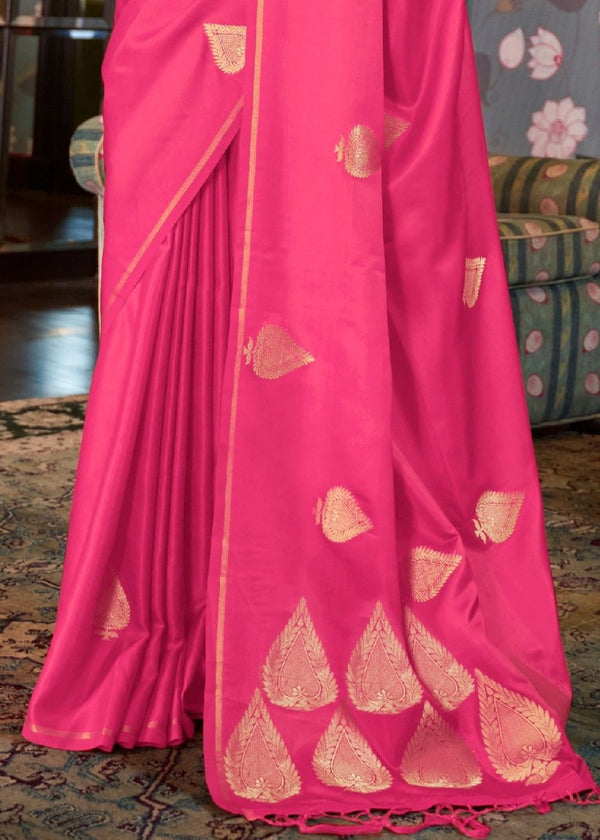Taffy Pink Zari Butta Woven Banarasi Silk Saree : Top Pick Clothsvilla