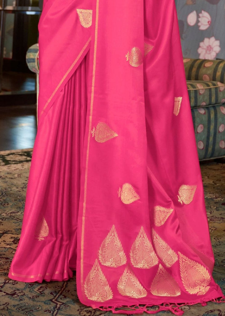 Taffy Pink Zari Butta Woven Banarasi Silk Saree : Top Pick Clothsvilla