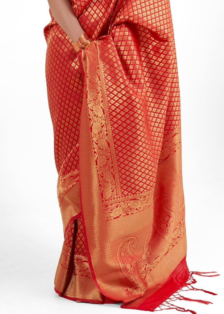 Crimson Red Kanjivaram Soft Woven Silk Saree Clothsvilla