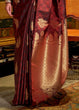 Load image into Gallery viewer, Mahogany Red Satin Woven Silk Saree with overall Golden Buti Clothsvilla