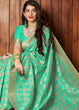 Load image into Gallery viewer, Sea Green Banarasi Cotton Silk Saree Clothsvilla
