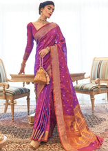 Load image into Gallery viewer, Violet Ultra Soft Kanjivaram Silk Saree with Zari  Border and Pallu Clothsvilla