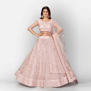 Vanilla Soft Net Thread Lehenga Choli with Sequence and Zari Work ClothsVilla
