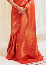 Load image into Gallery viewer, Scarlet Red &amp; Golden Blend Kanjivaram Silk Saree Clothsvilla