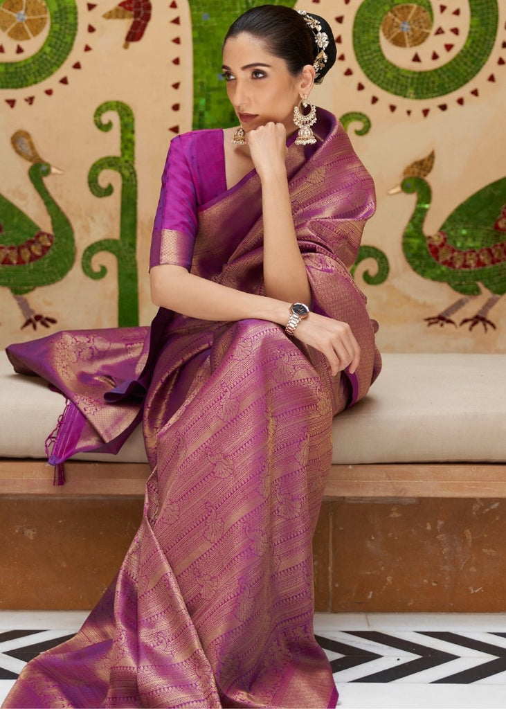 Lollipop Purple Zari Woven Kanjivaram Silk Saree Clothsvilla