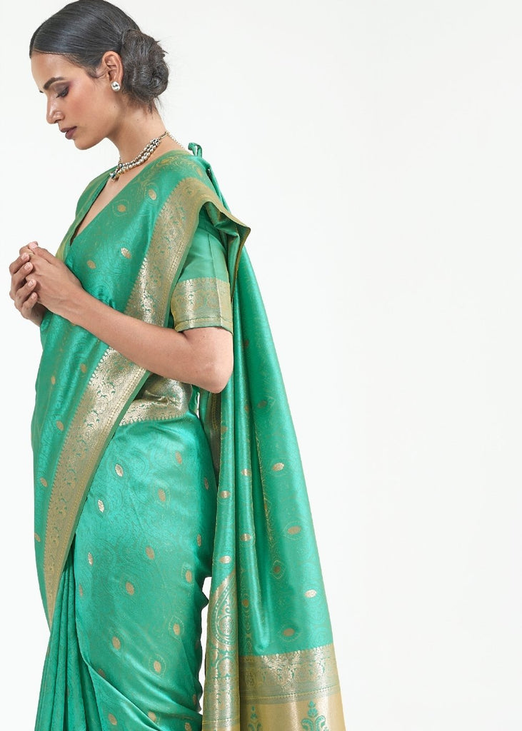 Jade Green Woven Kanjivaram Silk Saree Clothsvilla