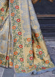 Load image into Gallery viewer, Flint Gray and Golden Blend Silk Saree with Floral Woven Border and Pallu Clothsvilla