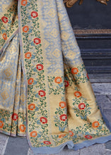 Load image into Gallery viewer, Flint Gray and Golden Blend Silk Saree with Floral Woven Border and Pallu Clothsvilla