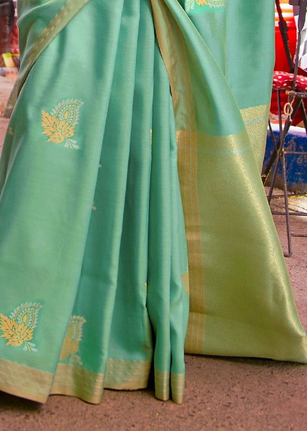 Fern Green Designer Wear Woven Banarasi Silk Saree Clothsvilla
