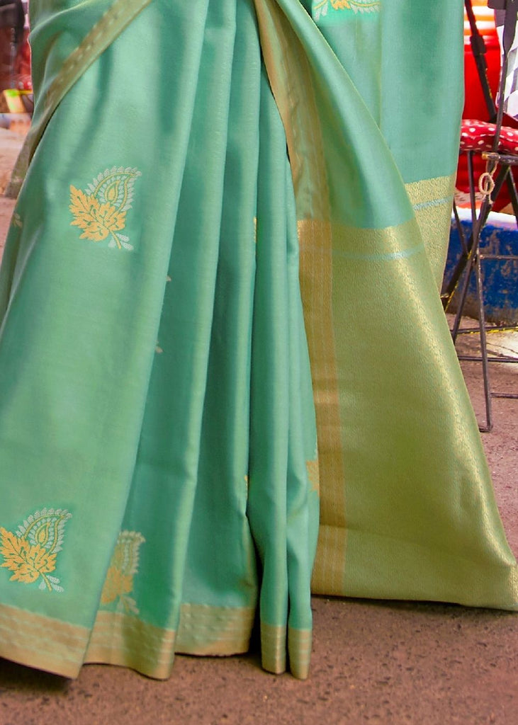 Fern Green Designer Wear Woven Banarasi Silk Saree Clothsvilla