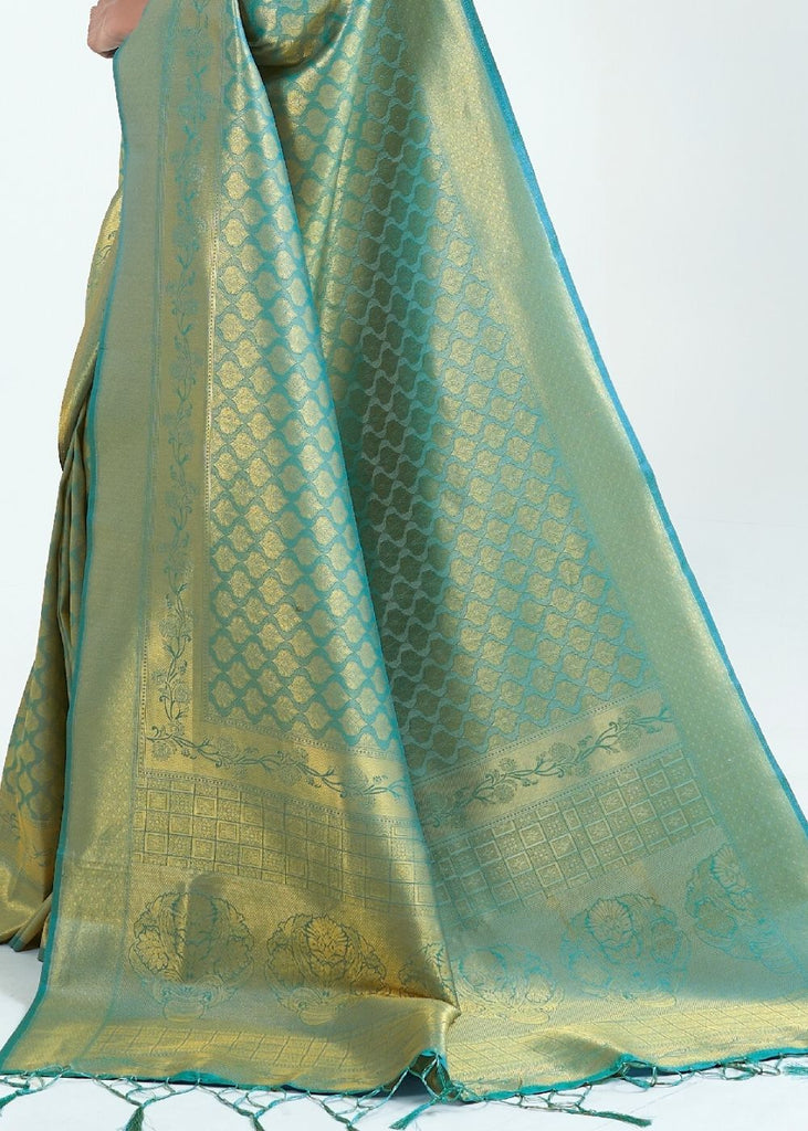 Persian Green Woven Kanjivaram Silk Saree : Limited Edition Clothsvilla