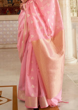 Load image into Gallery viewer, Taffy Pink Zari Woven Linen Silk Saree Clothsvilla