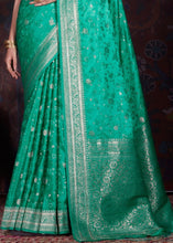 Load image into Gallery viewer, Jungle Green Zari Woven Satin Silk Saree Clothsvilla