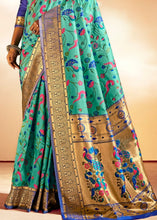 Load image into Gallery viewer, Jungle Green Woven Banarasi Paithani Silk Saree Clothsvilla