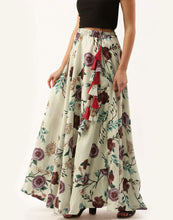 Load image into Gallery viewer, Light Green Skirt with flowers Digital Printed ClothsVilla
