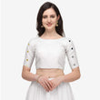 Load image into Gallery viewer, White Color Cotton Lehenga Choli with Real Mirror Work ClothsVilla