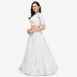 Load image into Gallery viewer, White Color Cotton Lehenga Choli with Real Mirror Work ClothsVilla