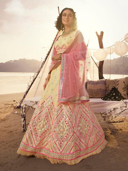 Off White Embroidered Organza Lehenga Clothsvilla Main image