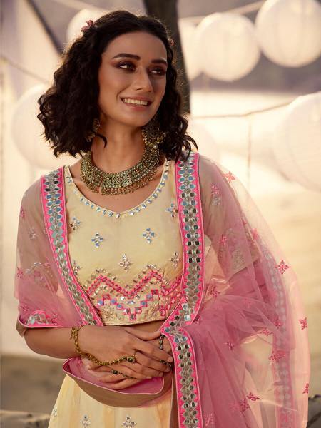 Off White Embroidered Organza Lehenga Secondary image