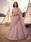 Baby Pink Embroidered Organza Lehenga Clothsvilla