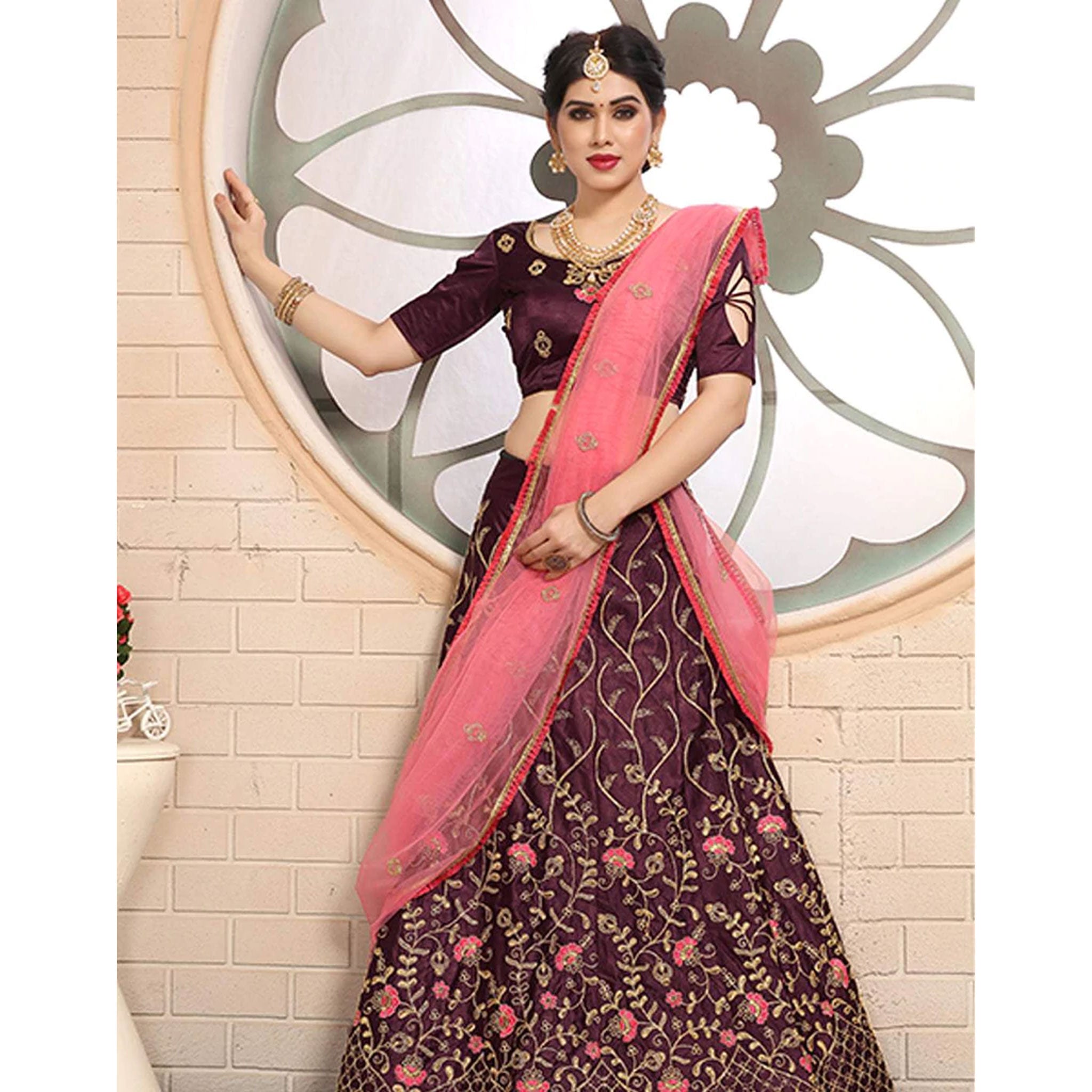 Pure Satin Lehenga choli and heavy Embroidery Zari Work ClothsVilla