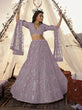 Load image into Gallery viewer, Purple Embroidered Organza bridal Lehenga Clothsvilla