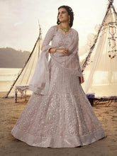 Load image into Gallery viewer, Dusty Pink Embroidered Organza bridal Lehenga Clothsvilla